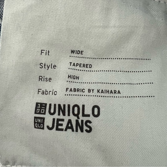 Uniqlo Wide Fit Tapered Leg Jeans Unisex Size 30 High Rise 100% Cotton 65 Blue - Picture 11 of 15